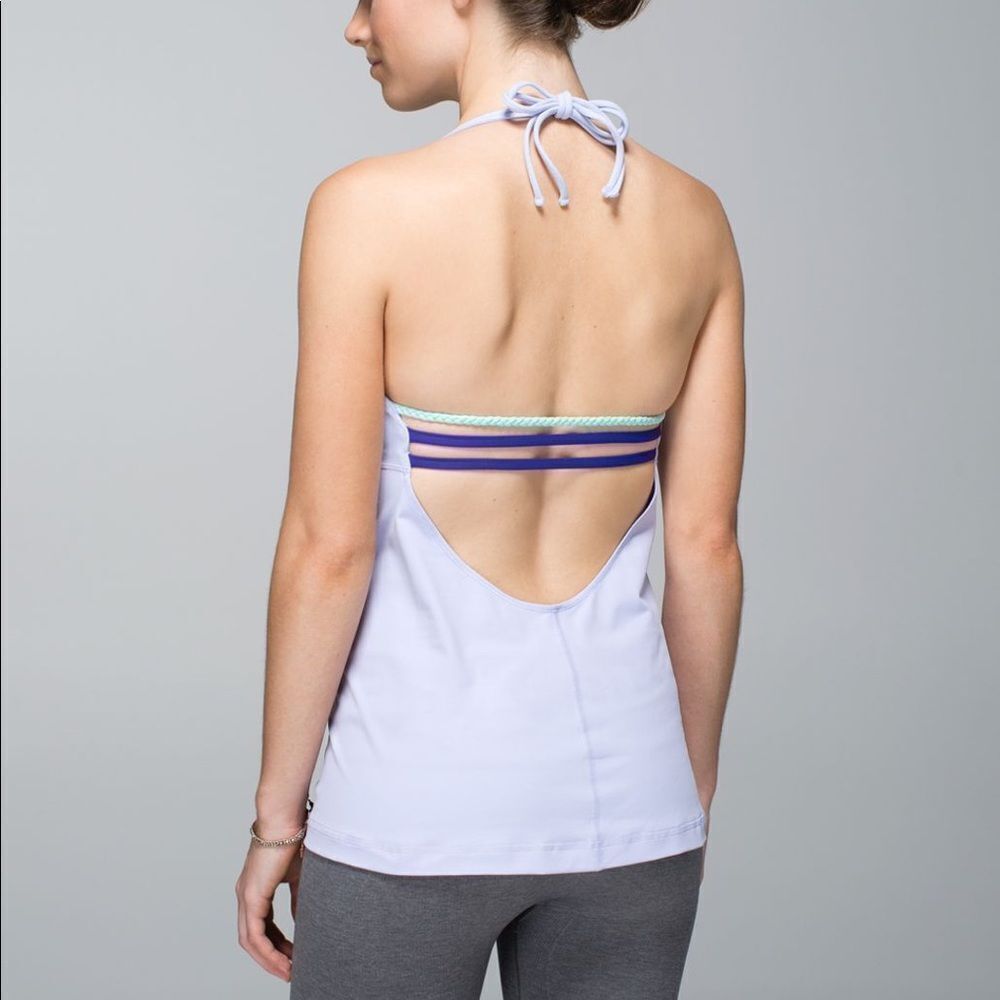 lululemon athletica Lavender Halter Tank with Navy and Mint Straps